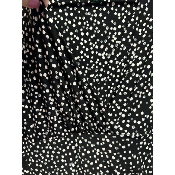 Lauren Ralph Lauren Women Twisted Front Dress 16 Black Dot Stretch Career Classy - Picture 4 of 12